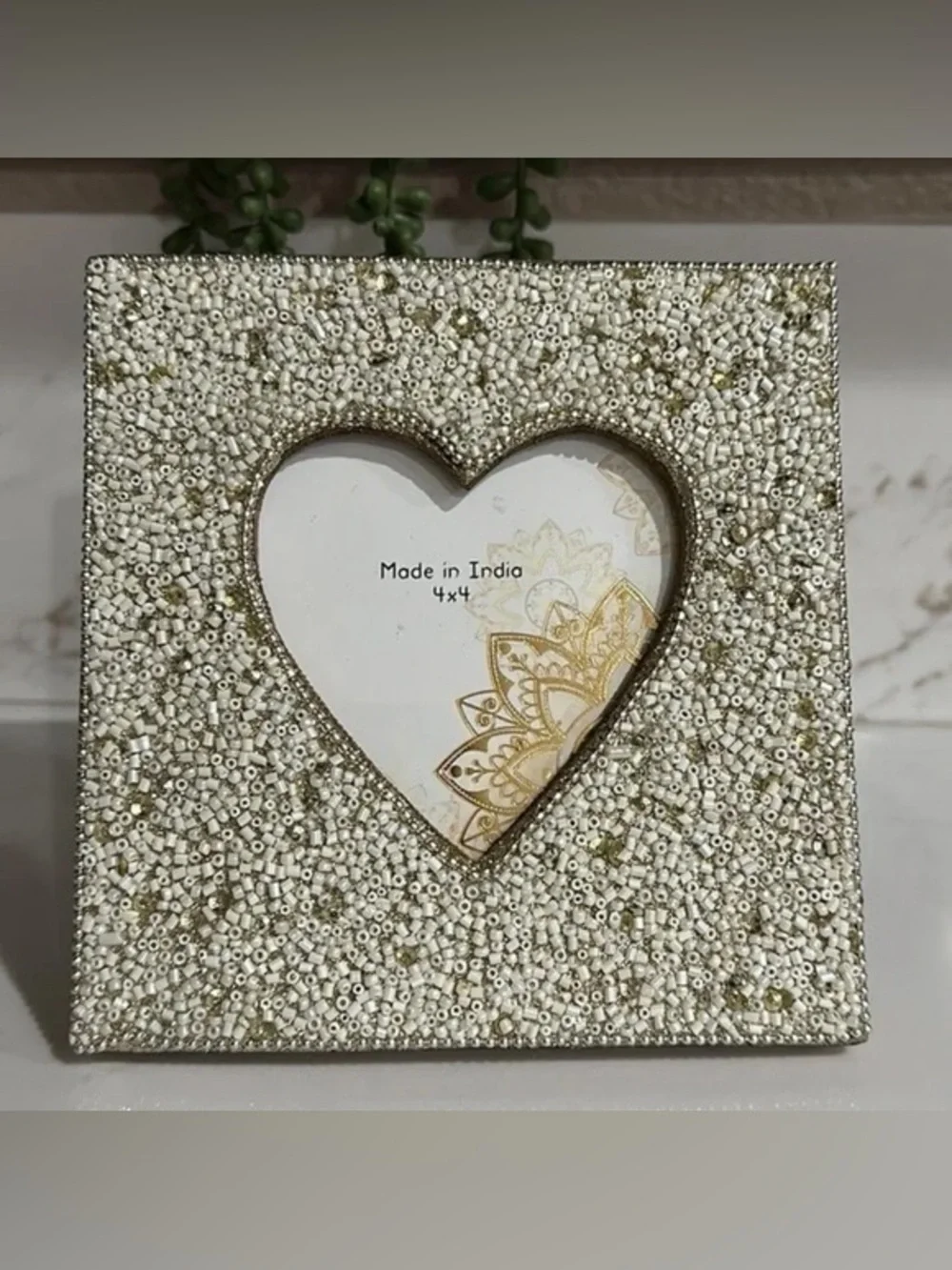 Heart beaded photo frame